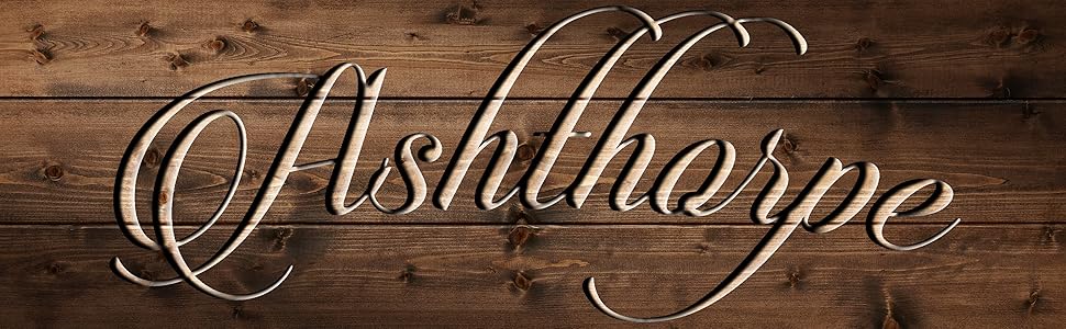 Ashthorpe Logo Engraved on Wood Background