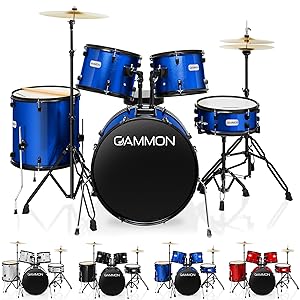 Gammon 5pc Drum Set, Blue Drum Set, Red Drum Set, 5 Piece Drum Kit