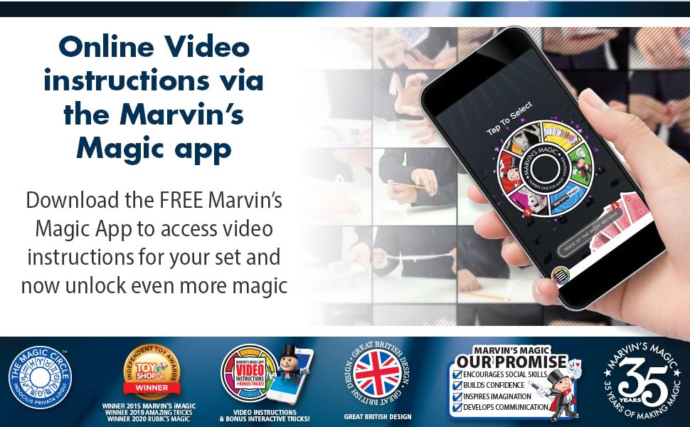 Online video instructions via the Marvin's Magic app