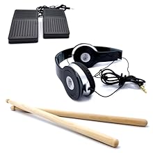 bass drum hi-hat pedal headphones drum stickers include plug in speaker mp3 quiet audio input output