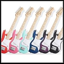 Ashthorpe Beginner Electric Guitar in Fun Colors - Red, Pink, Teal, Blue, Purple, Black