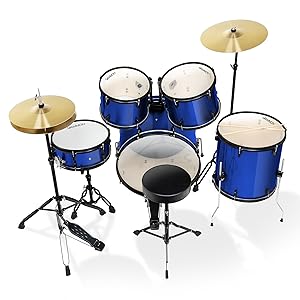 Complete Adult Drum Set Includes Bass Drum, Snare Drum, Mounted Toms, and Cymbals